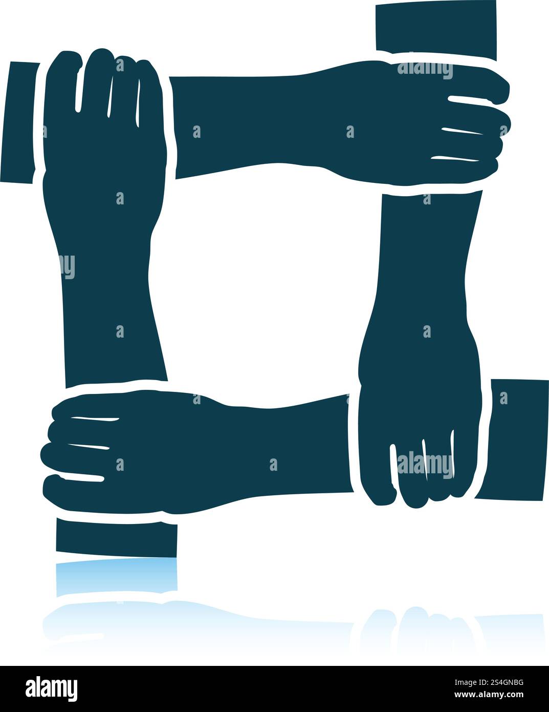 Crossed hands icon. Shadow reflection design. Vector illustration. Stock Vector