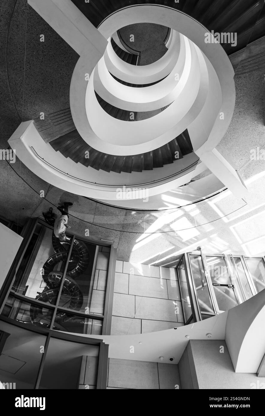 Luma Tower, staircase in the iconic new museum by Frank Gehry in Arles, commisioned by swiss Maja Hofmann art collector,  Provence, France. Stock Photo