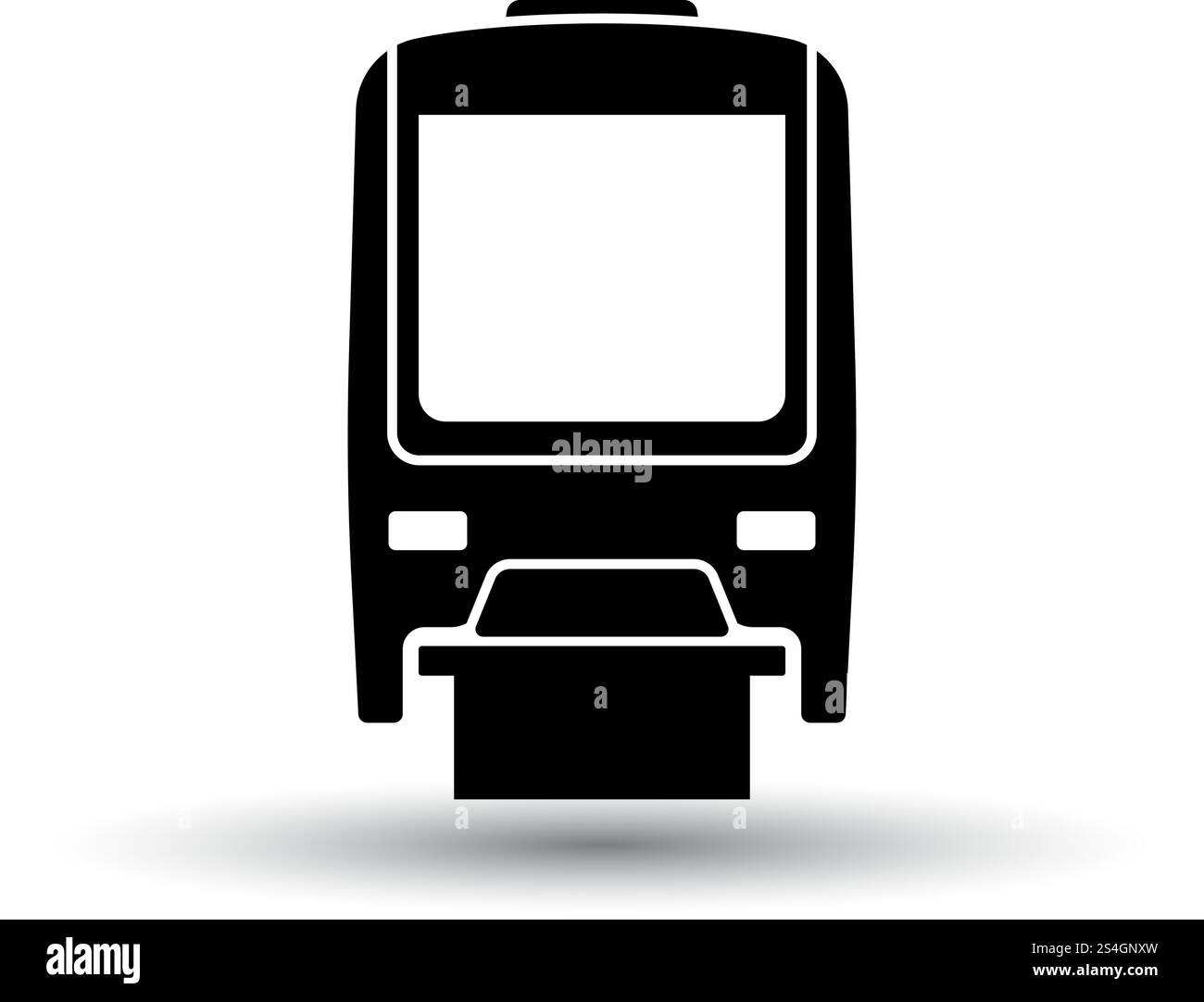 Monorail  icon front view. Black on White Background With Shadow. Vector Illustration. Stock Vector
