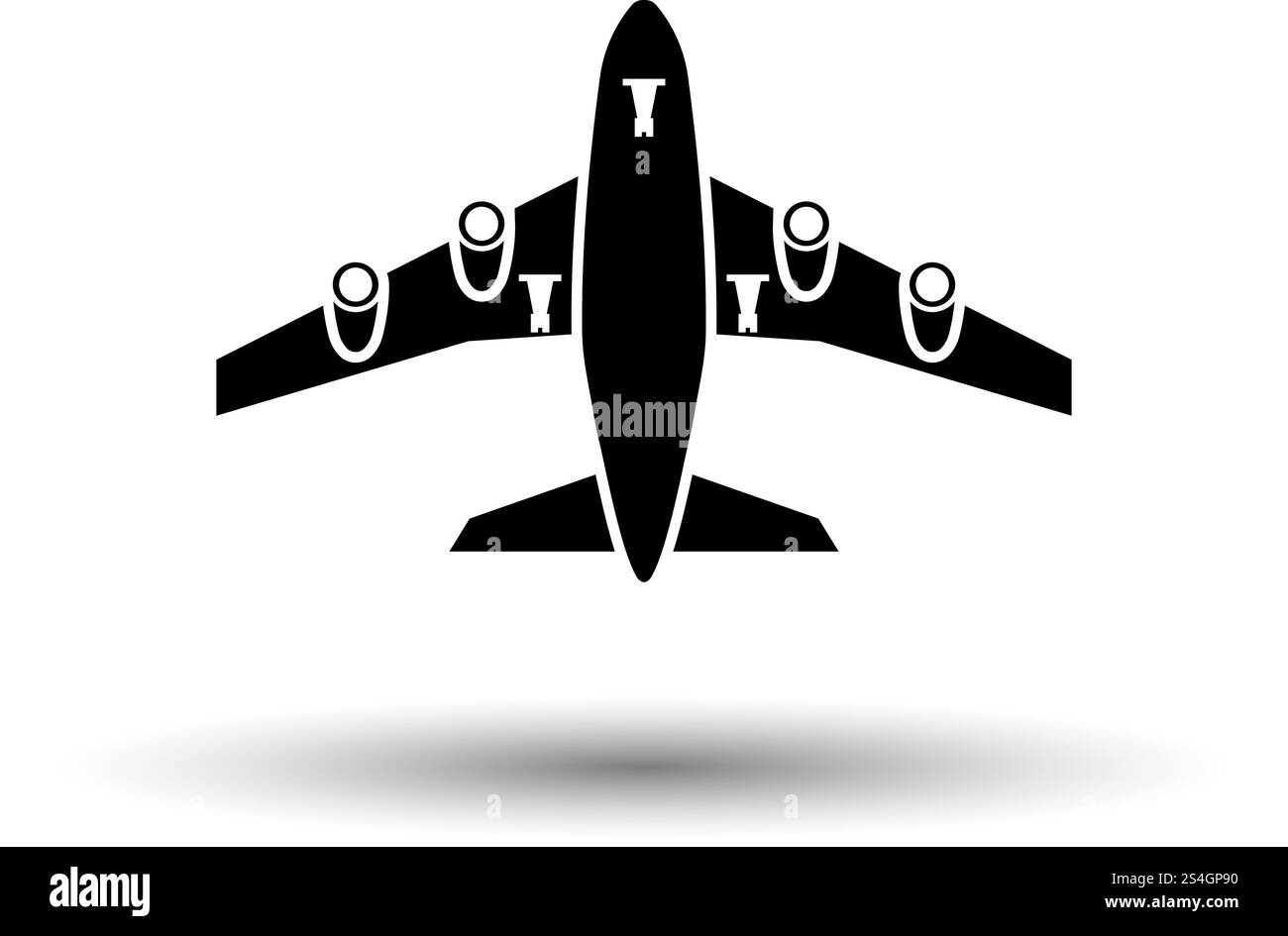 Airplane takeoff icon front view. Black on White Background With Shadow ...