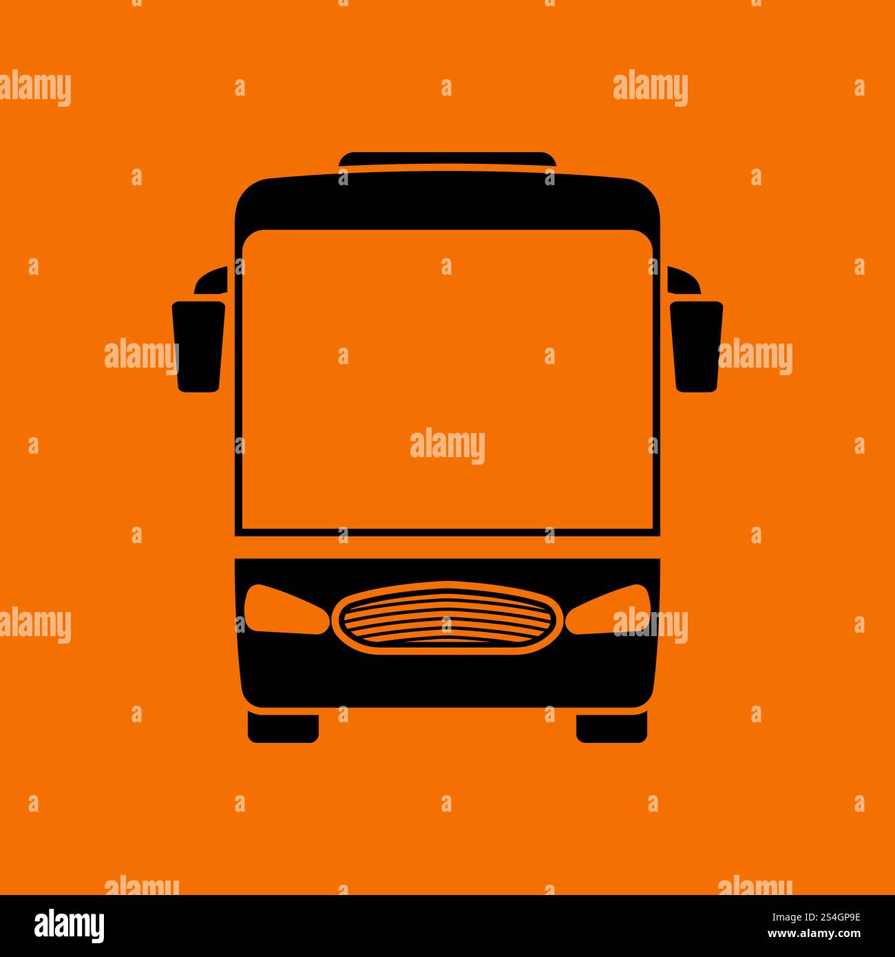 Tourist bus icon front view. Black on Orange background. Vector ...