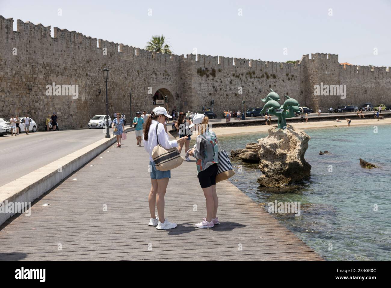 Rhodes Town, main town on Rhodes Island, medieval settlement with stone ...