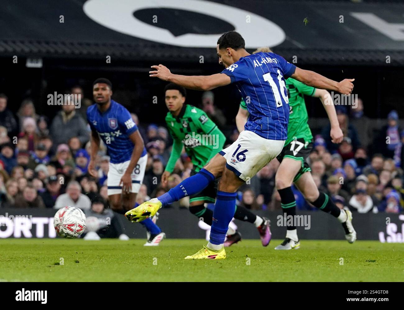 Ipswich Town's Ali AlHamadi misses a penalty during the Emirates FA