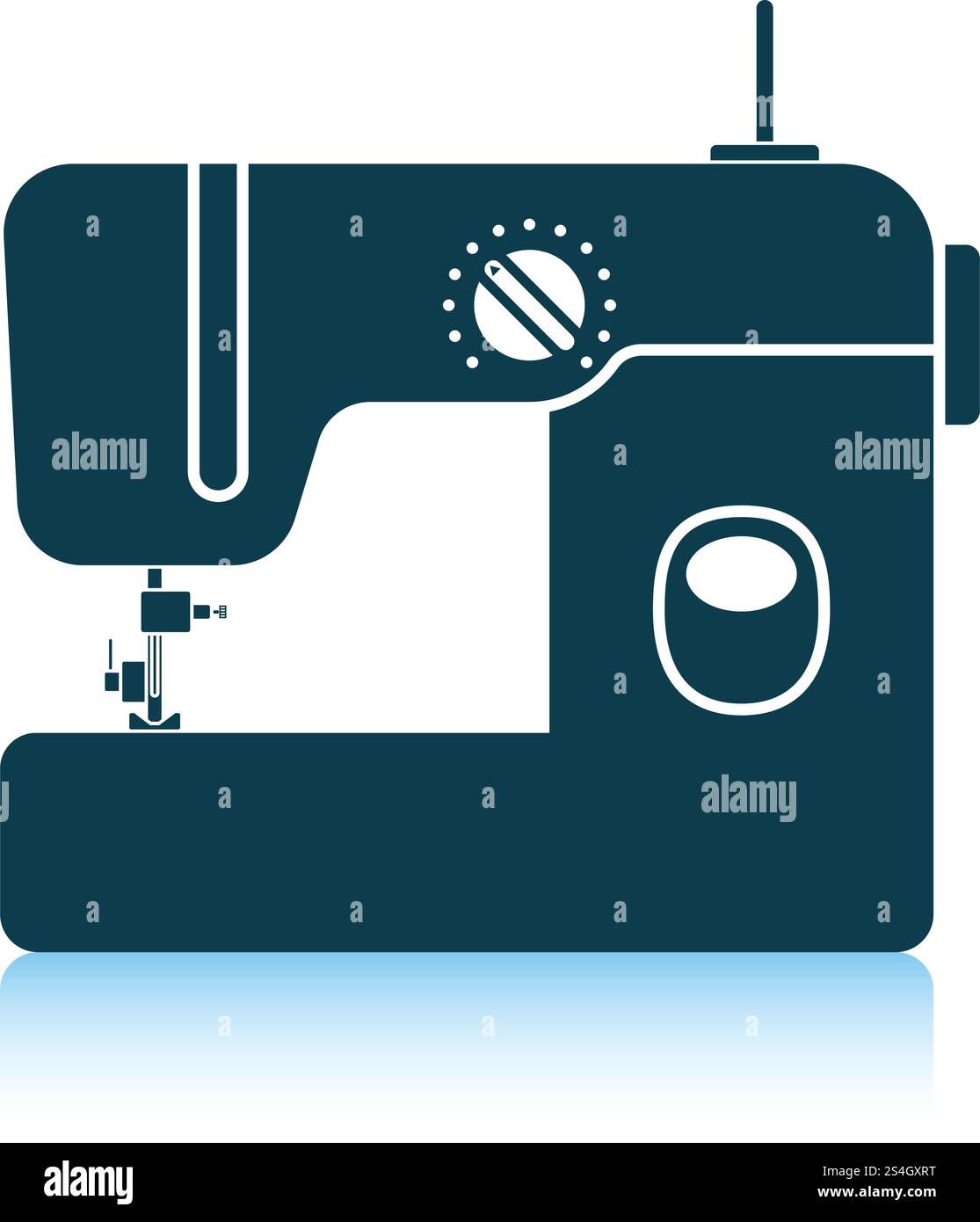 Modern sewing machine icon. Shadow reflection design. Vector ...