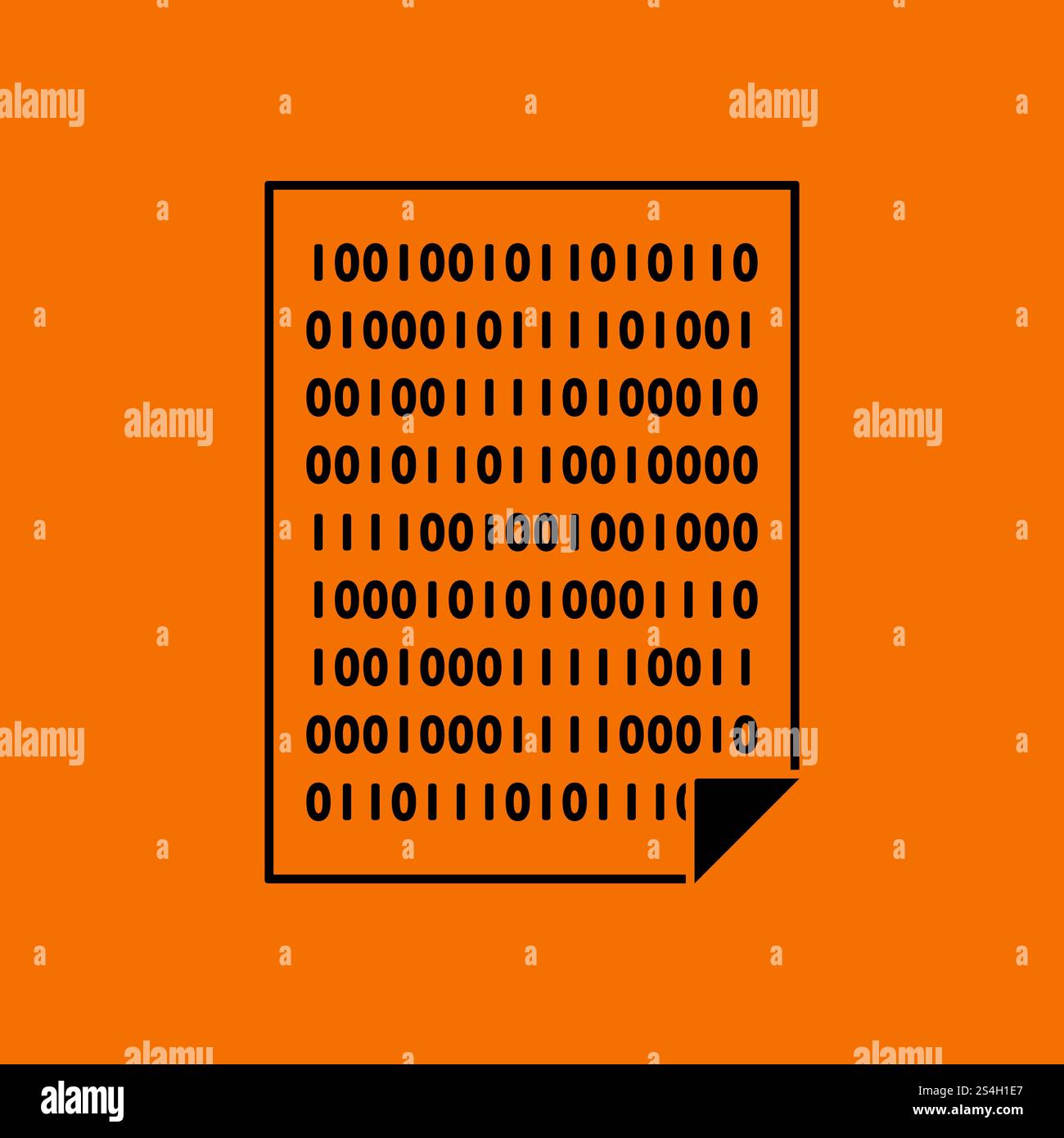 Sheet With Binary Code Icon. Black on Orange background. Vector ...