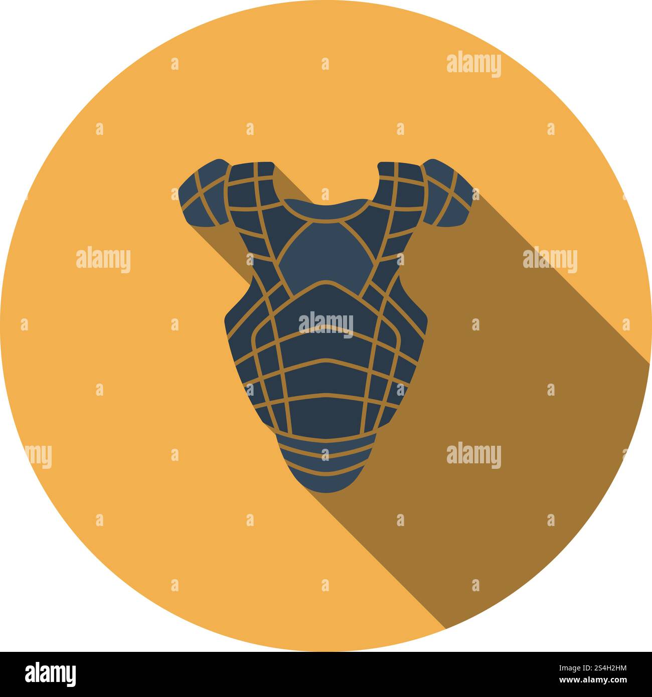 Baseball Chest Protector Icon. Flat Circle Stencil Design With Long Shadow. Vector Illustration. Stock Vector