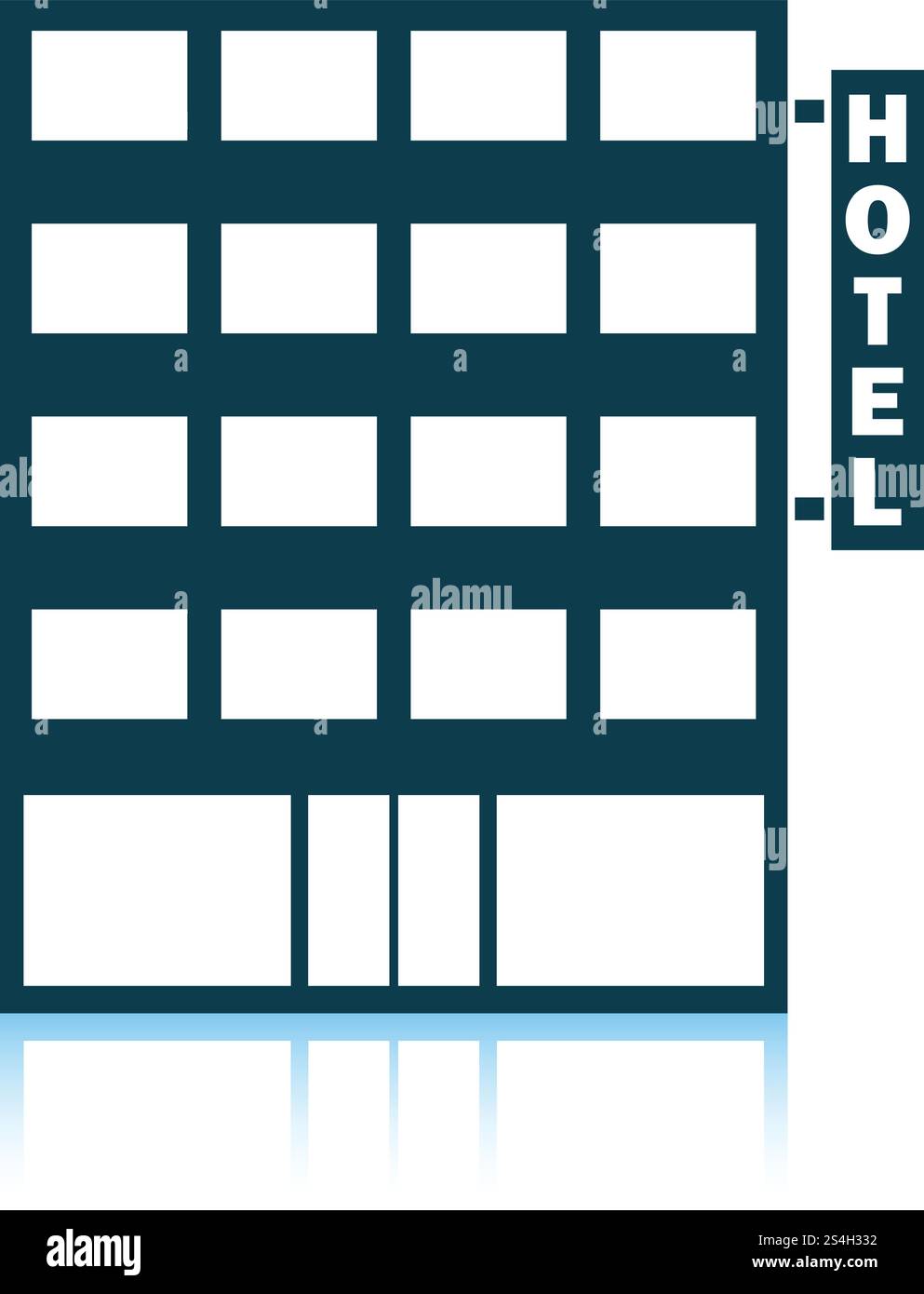 Hotel building icon. Shadow reflection design. Vector illustration. Stock Vector