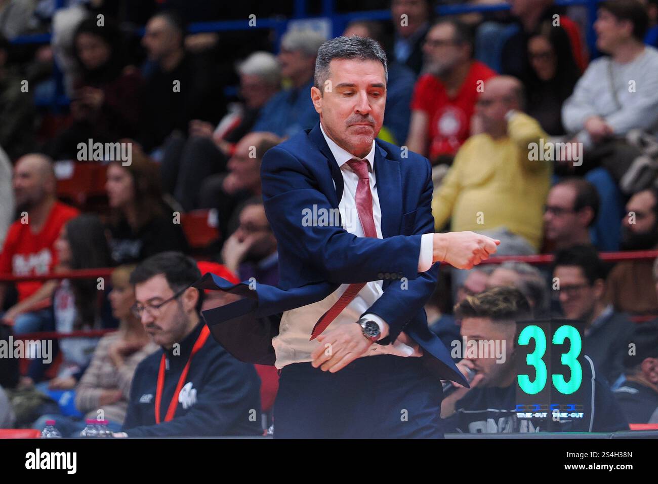 Dimitri Priftis, head coach UNAHOTELS Reggio Emilia during EA7 Emporio