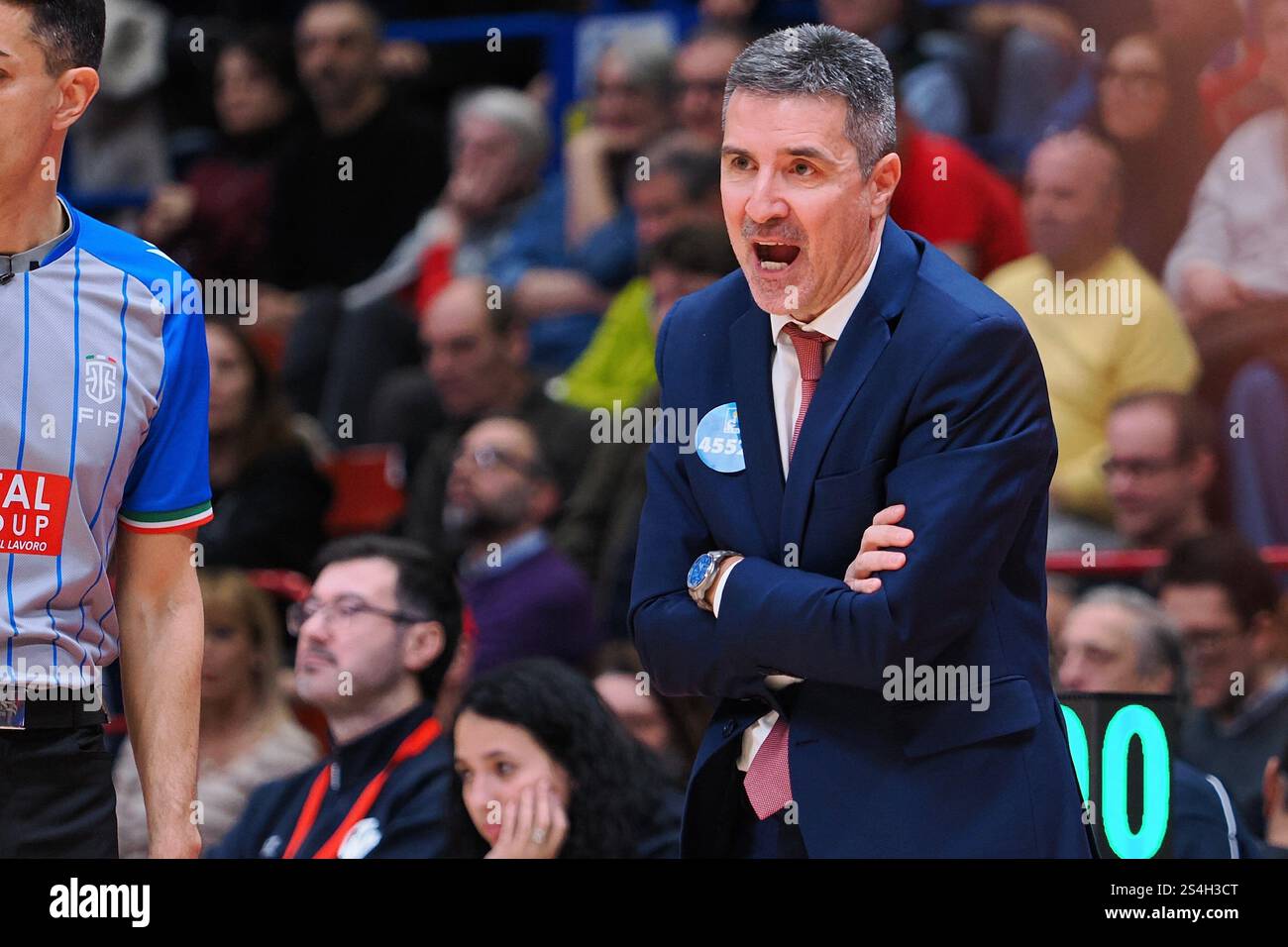 Dimitri Priftis, head coach UNAHOTELS Reggio Emilia during EA7 Emporio