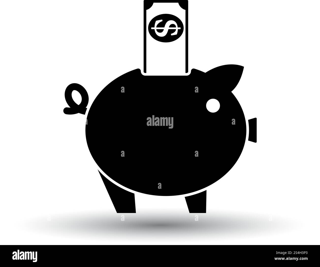 Piggy Bank Icon. Black on White Background With Shadow. Vector ...