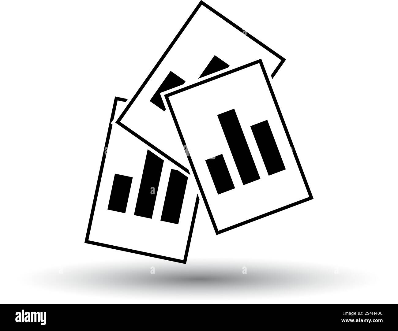 Analytics Sheets Icon. Black on White Background With Shadow. Vector Illustration. Stock Vector