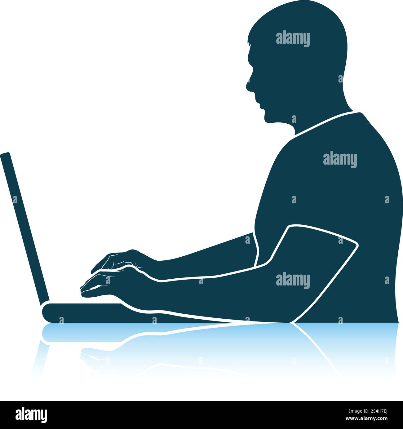 Writer at the work icon. Shadow reflection design. Vector illustration. Stock Vector