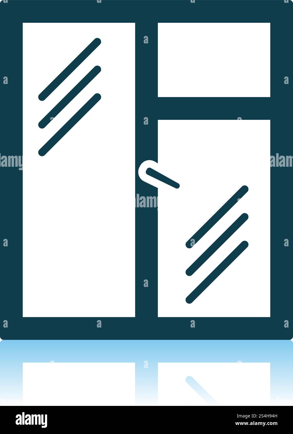 Icon Of Closed Window Frame. Shadow Reflection Design. Vector ...