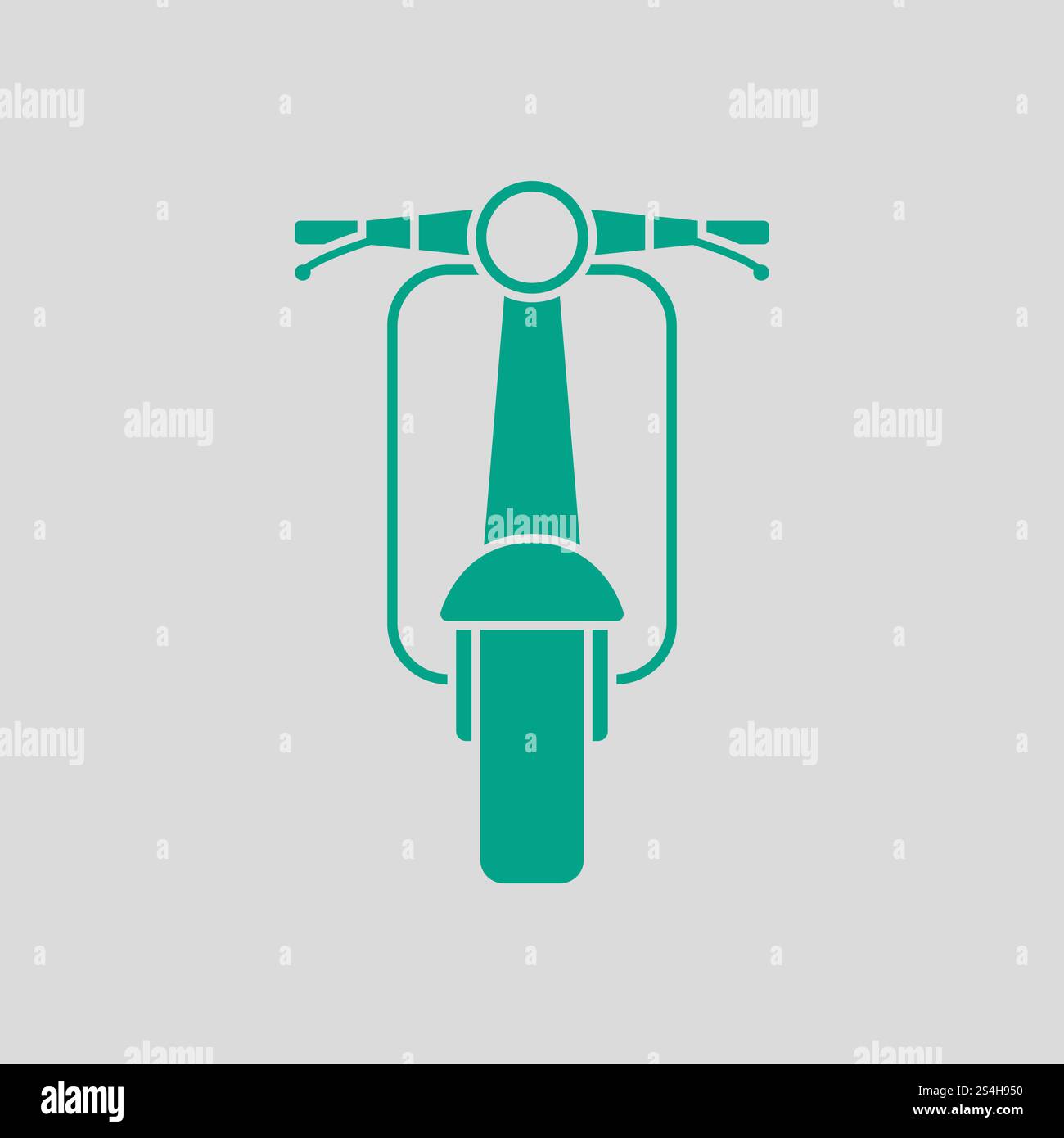 Scooter Icon Front View. Green on Gray Background. Vector Illustration. Stock Vector