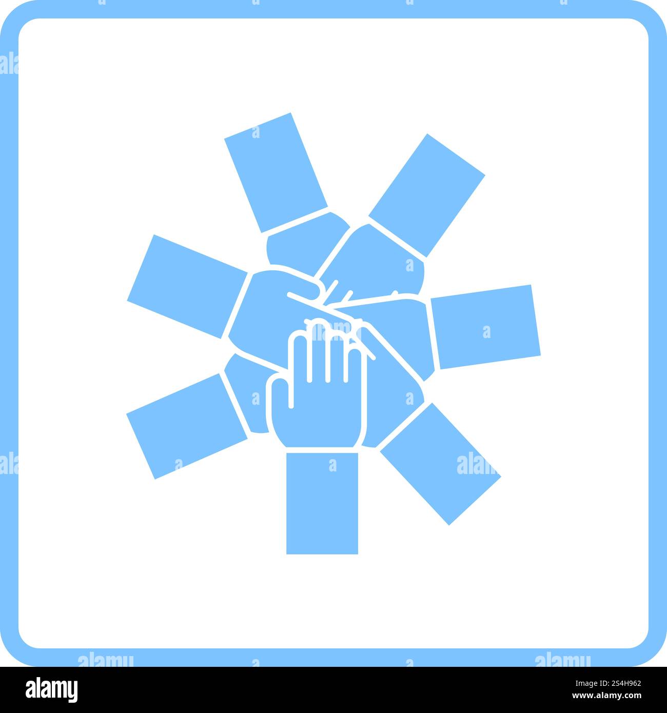 Unity And Teamwork Icon. Blue Frame Design. Vector Illustration Stock ...