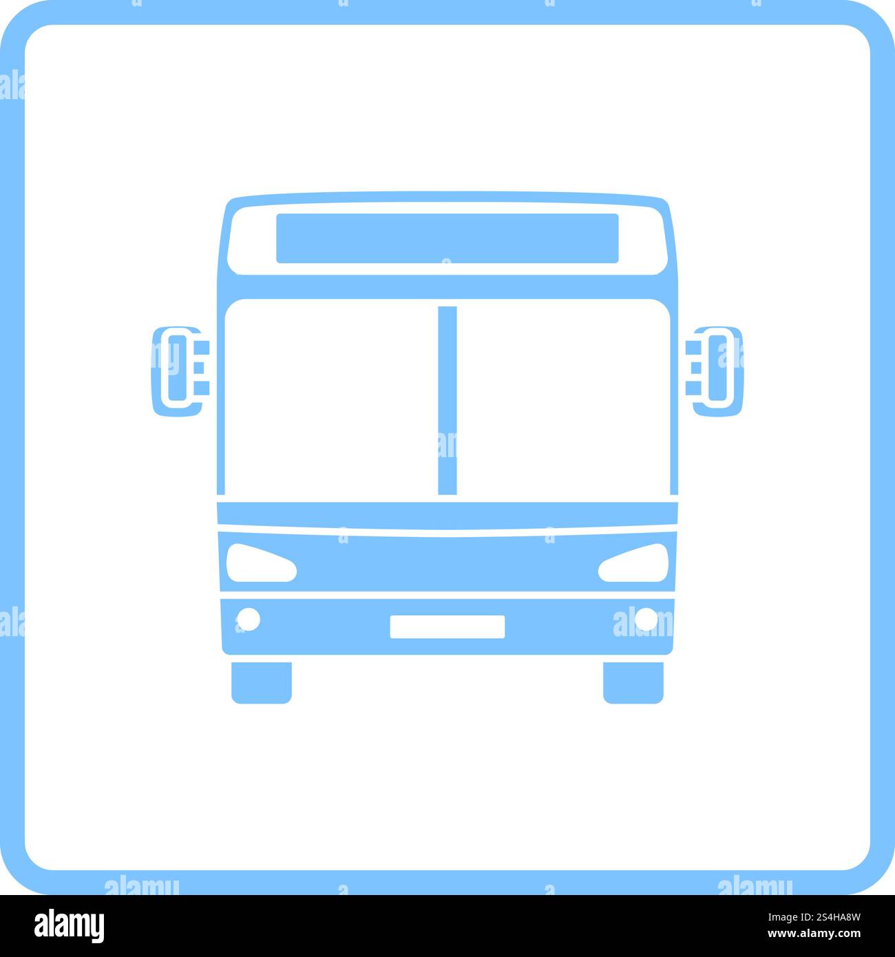 City Bus Icon Front View. Blue Frame Design. Vector Illustration Stock ...