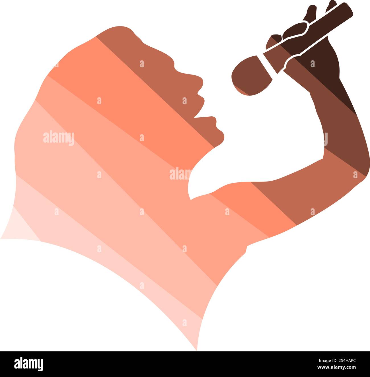 Karaoke Womans Silhouette Icon. Flat Color Ladder Design. Vector ...