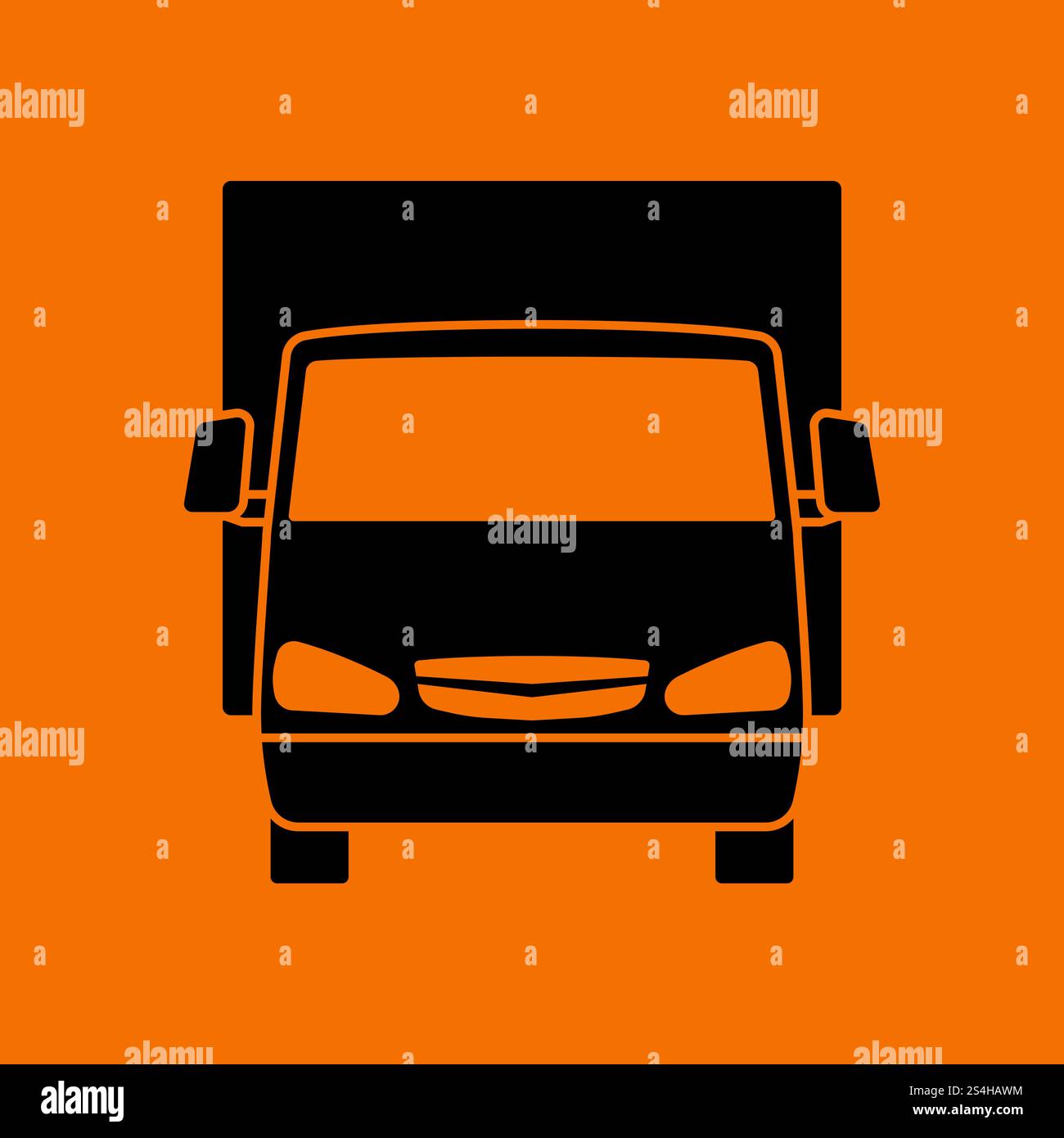 Van truck icon front view. Black on Orange background. Vector ...