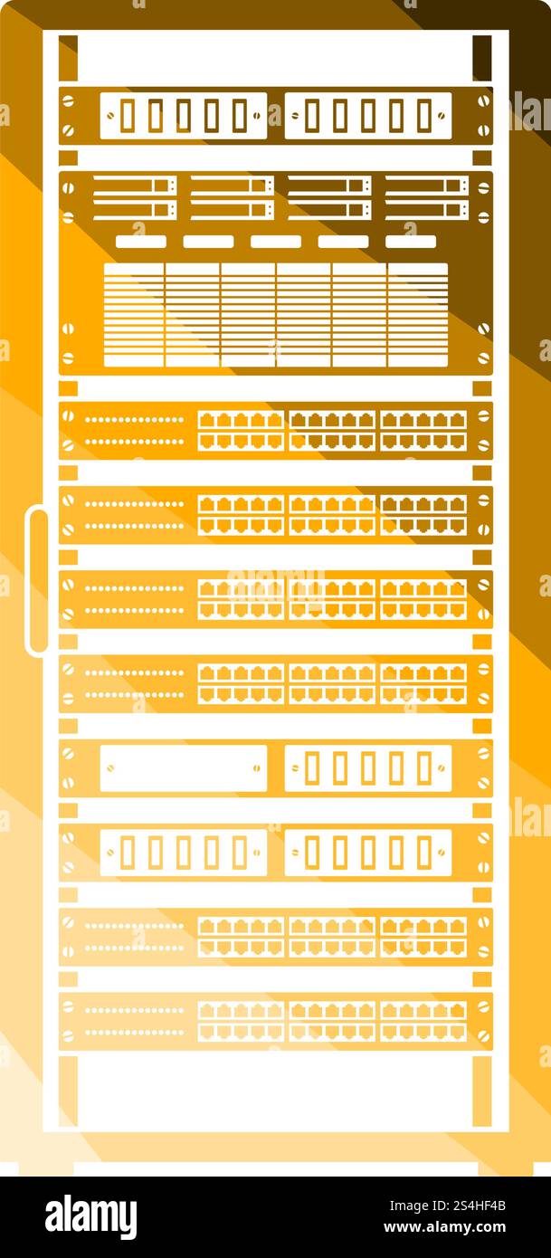 Server Rack Icon. Flat Color Ladder Design. Vector Illustration. Stock Vector
