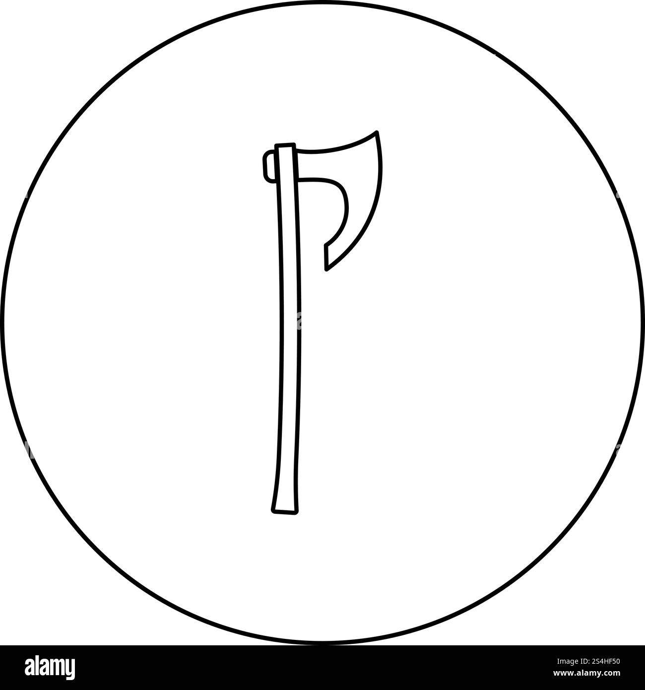 Ax with long handle Viking ax icon in circle round outline black color ...