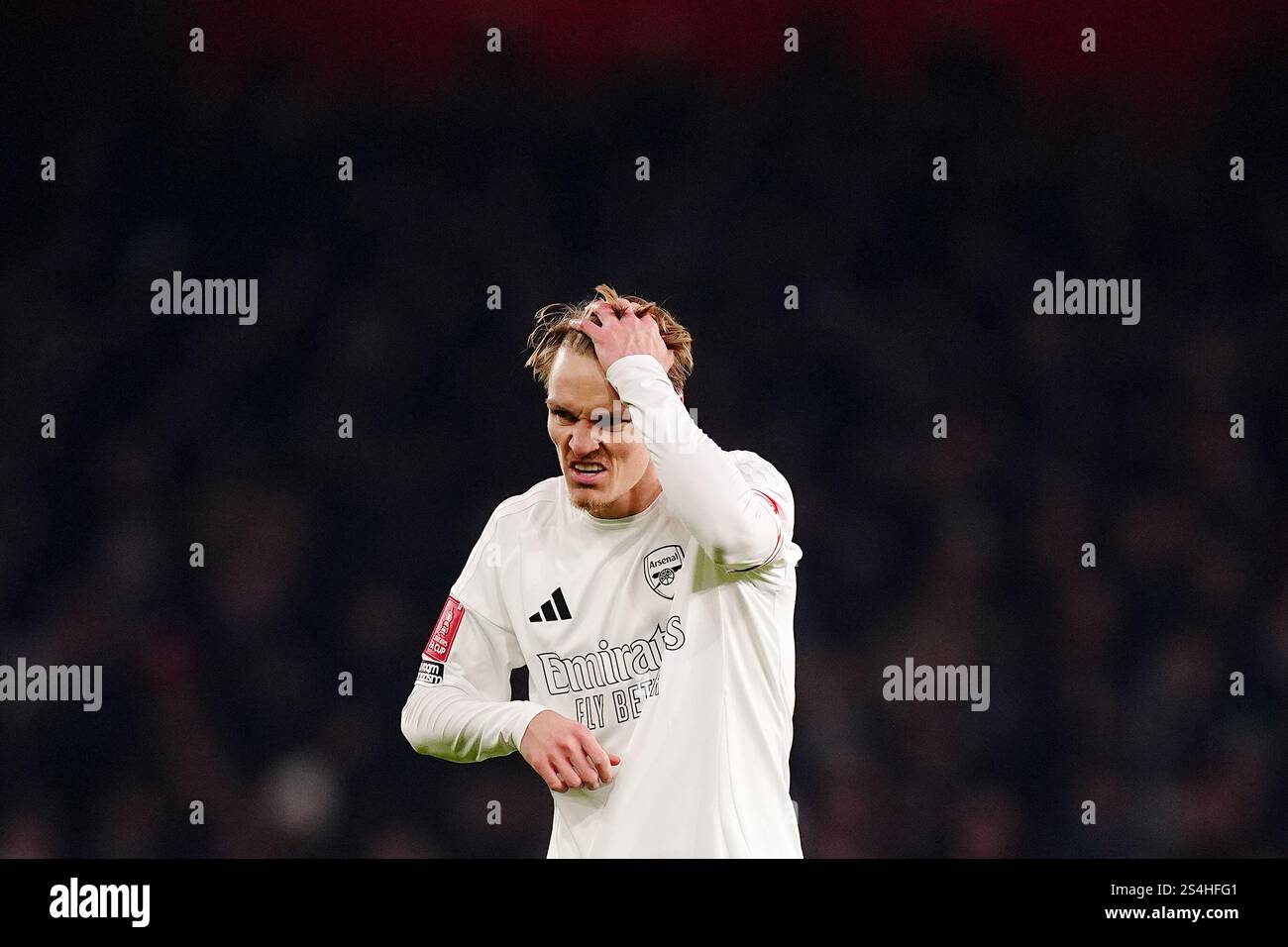 Arsenal's Martin Odegaard reacts during the Emirates FA Cup third round