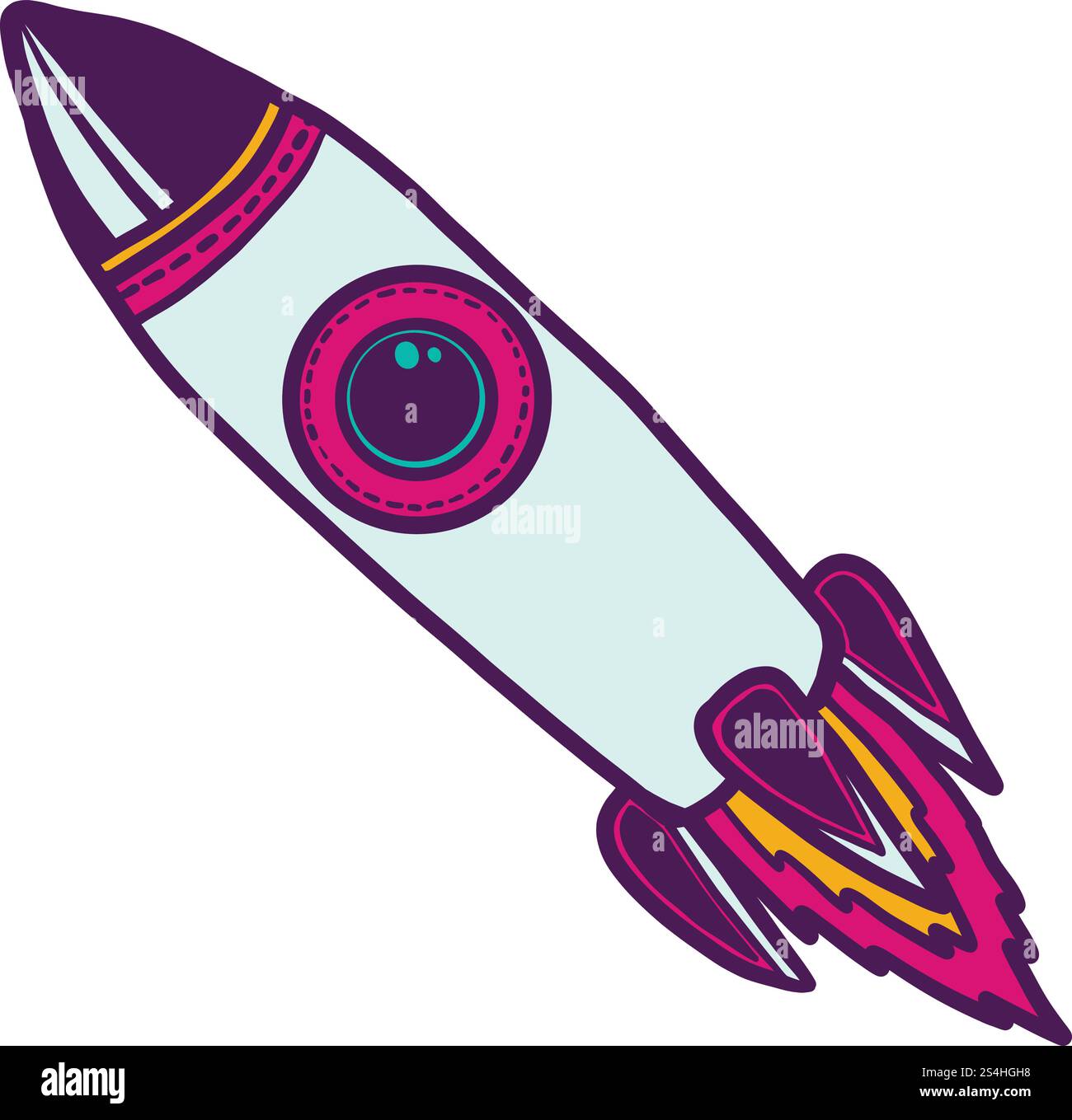 Space rocket icon. Hand drawn illustration of space rocket vector icon ...