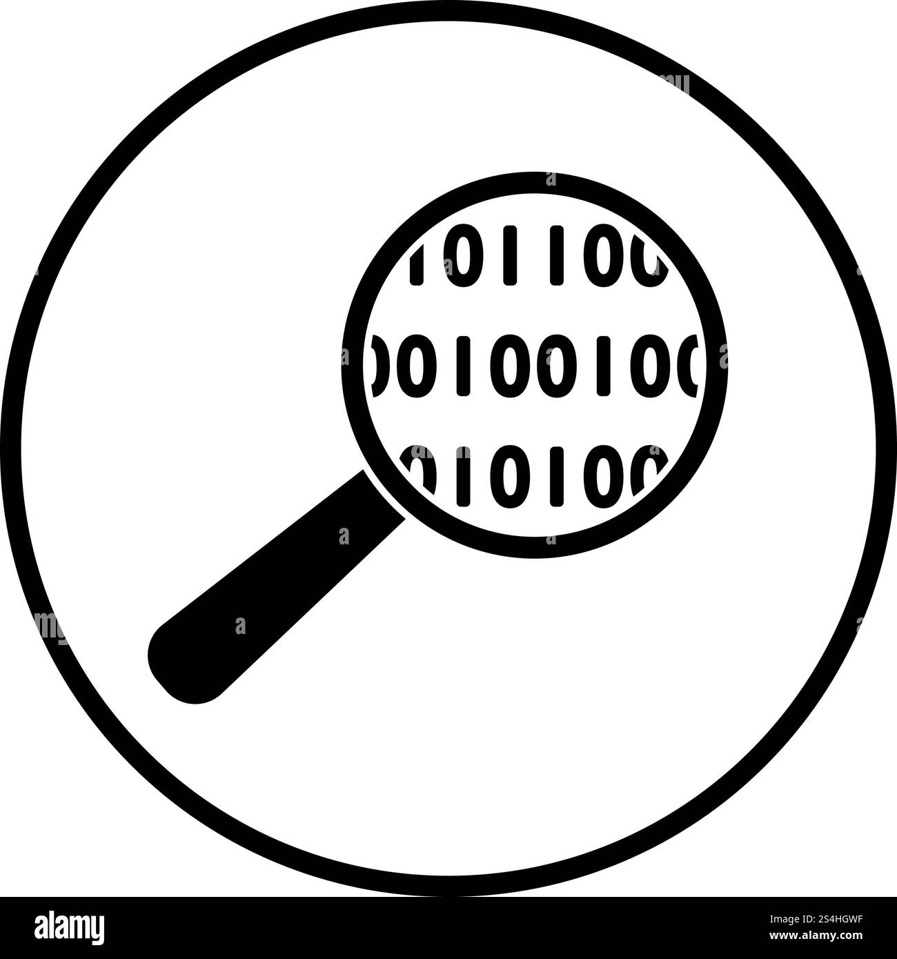 Data Analysing Icon. Thin Circle Stencil Design. Vector Illustration. Stock Vector