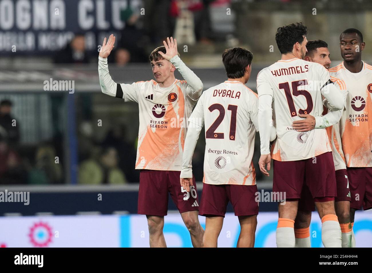 Roma's Alexis Saelemaekers reacts after scoring against his former club