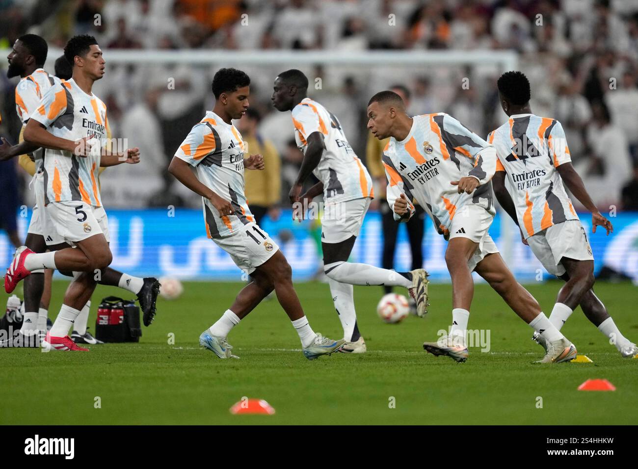 Real Madrid players warm up prior to the Spain Super Cup final soccer