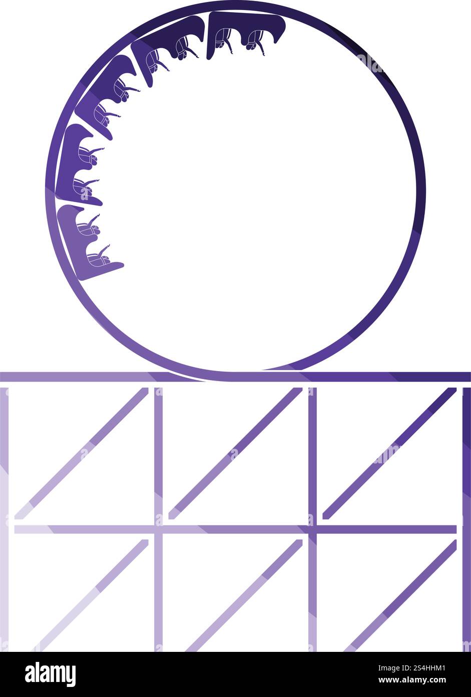 Roller coaster loop icon. Flat color design. Vector illustration Stock ...