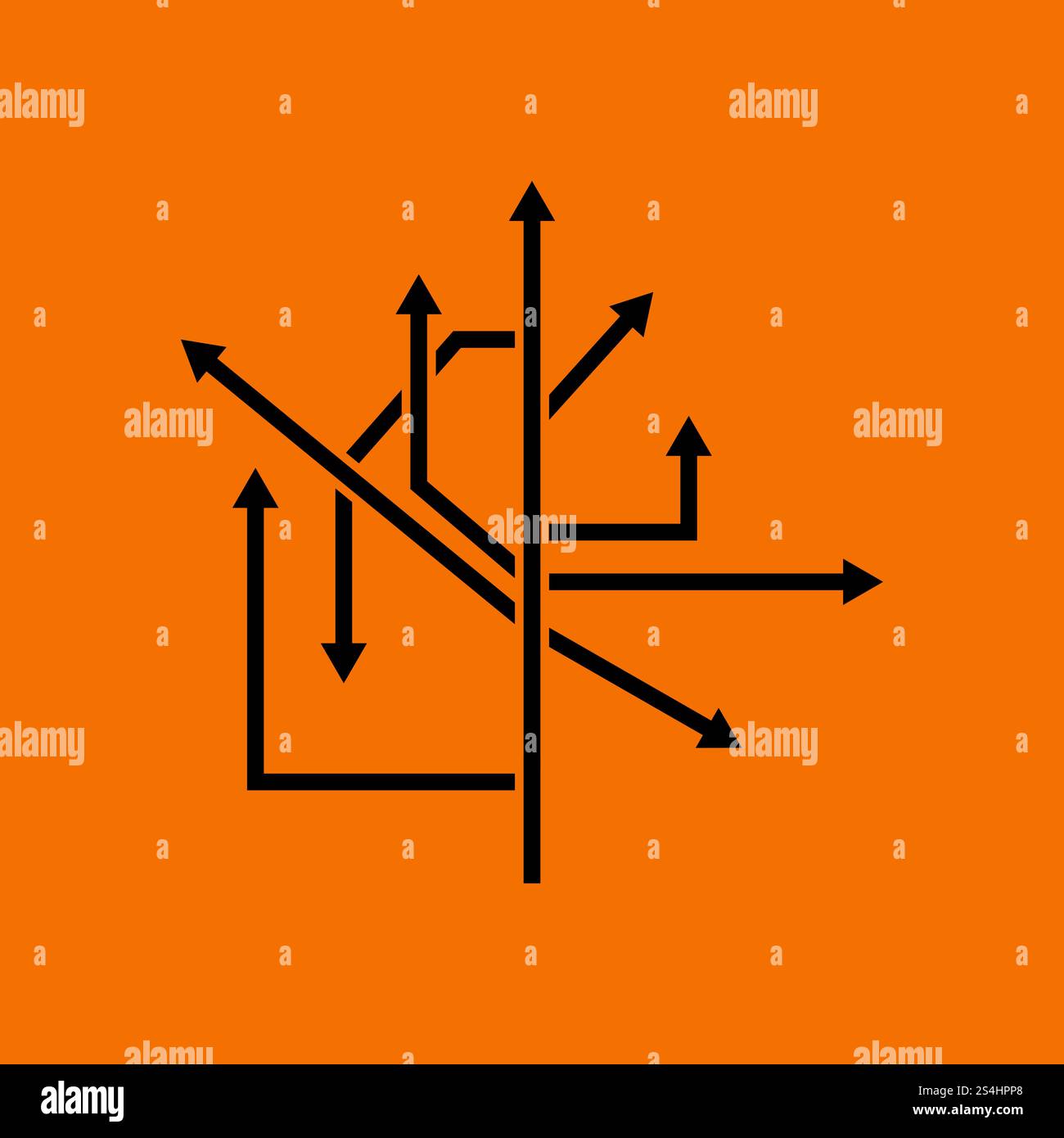 Direction Arrows Icon. Black on Orange Background. Vector Illustration ...