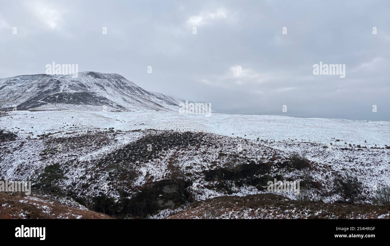 Glen Vale in the heart of Scotland between East and West Lomond hills. Ice and snow in winter - Smartphone Captured Stock Image