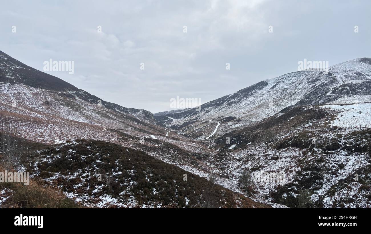 Glen Vale in the heart of Scotland between East and West Lomond hills. Ice and snow in winter - Smartphone Captured Stock Image