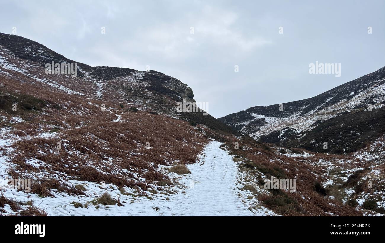 John Knox's Pulpit cliff face in Glen Vale in the heart of Scotland between East and West Lomond hills. Ice and snow in winter - Smartphone Captured Stock Image