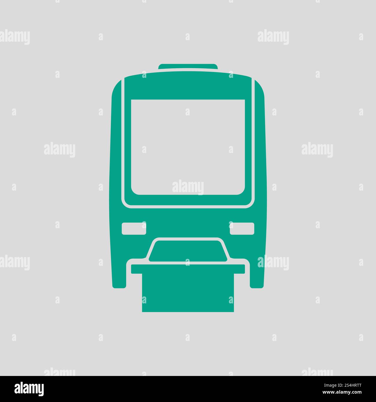 Monorail Icon Front View. Green on Gray Background. Vector Illustration. Stock Vector