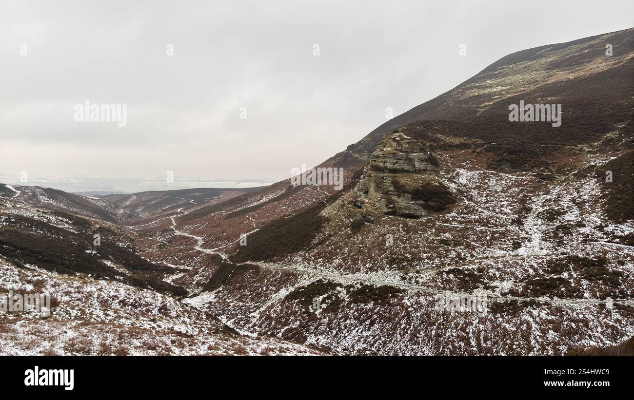 Glen Vale in the heart of Scotland between East and West Lomond hills. Ice and snow in winter - Smartphone Captured Stock Image