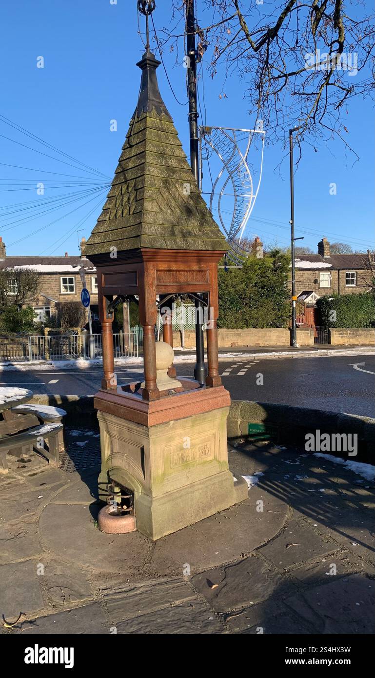 Burley in Wharfedale UK Yorkshire England Village Town people Winter Autumn Spring cold weather ice snow stone houses old Victorian design gardens - Smartphone Captured Stock Image