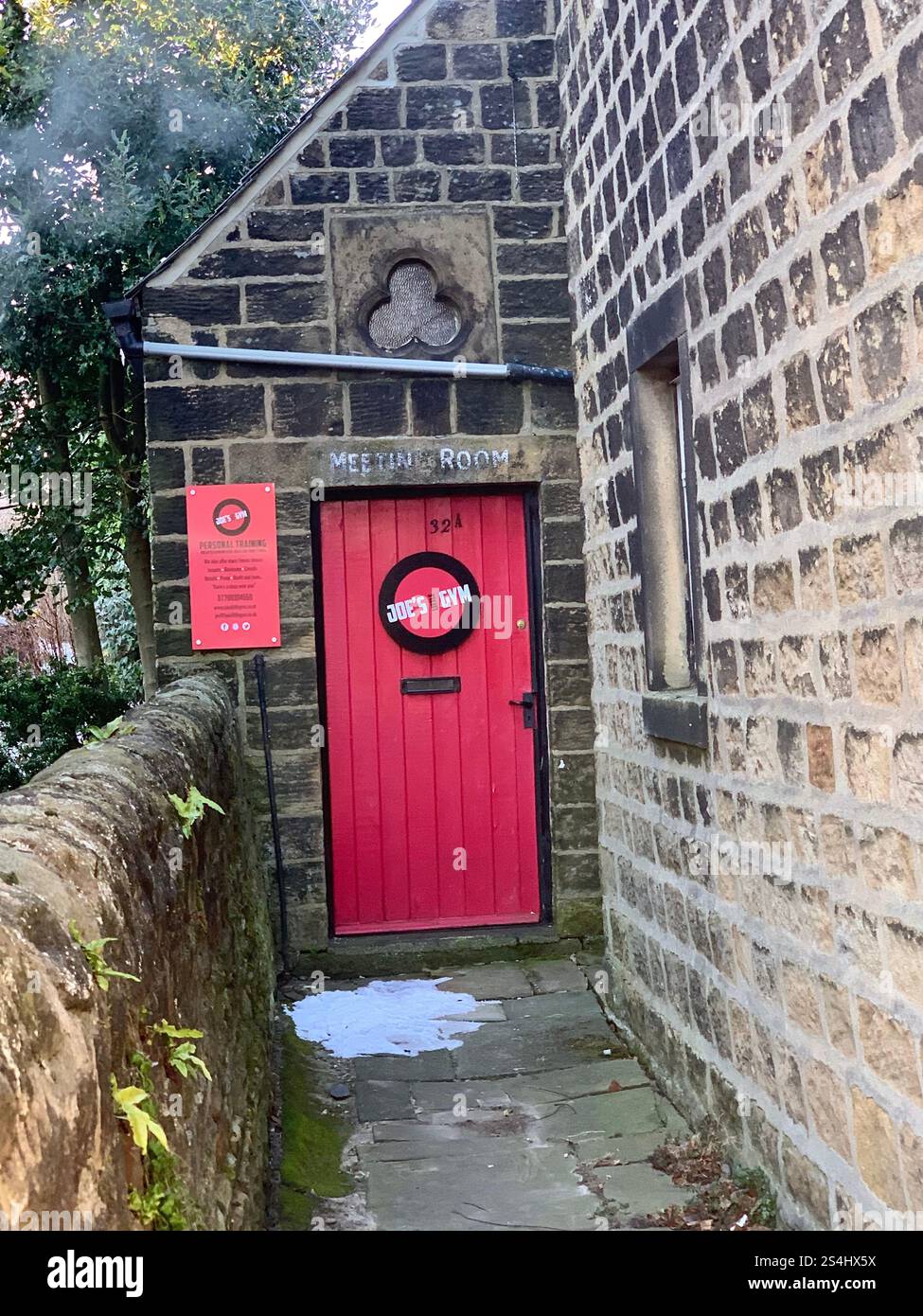 Burley in Wharfedale UK Yorkshire England Village Town people Winter Autumn Spring cold weather ice snow stone houses old Victorian design gardens - Smartphone Captured Stock Image