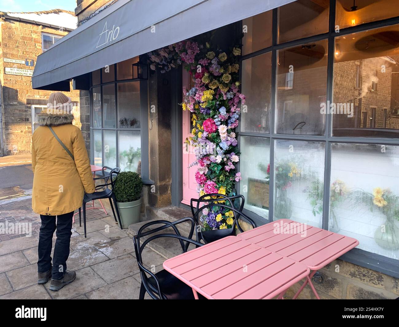 Burley in Wharfedale UK Yorkshire England Village Town people Winter Autumn Spring cold weather ice snow stone houses old Victorian design gardens - Smartphone Captured Stock Image