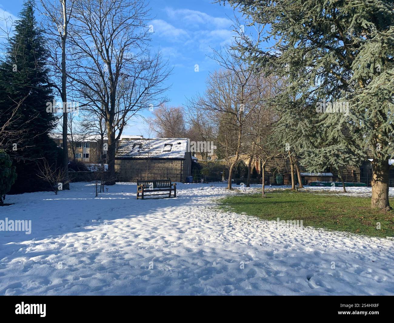 Burley in Wharfedale UK Yorkshire England Village Town people Winter Autumn Spring cold weather ice snow stone houses old Victorian design gardens - Smartphone Captured Stock Image