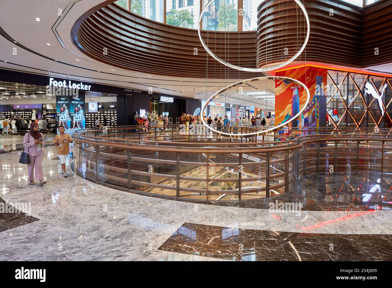 Interior view of the Exchange TRX, an upscale shopping mall in Kuala