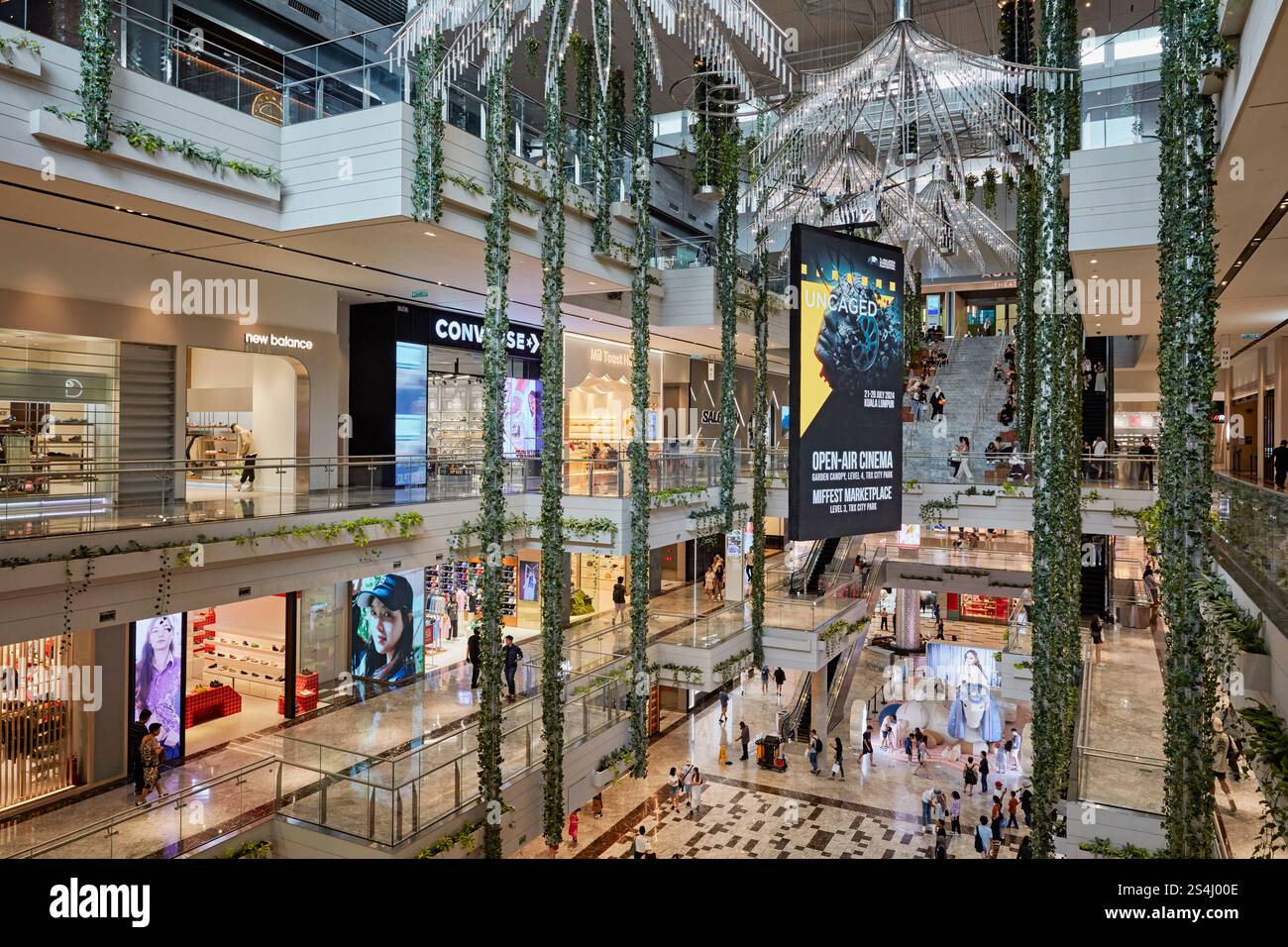 Interior view of the Exchange TRX, an upscale shopping mall in Kuala