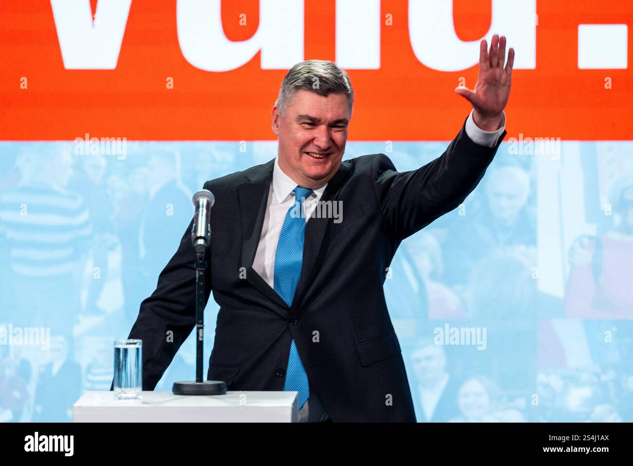 Zagreb, Croatia. January 12, 2025. Re-elected Croatian President Zoran ...