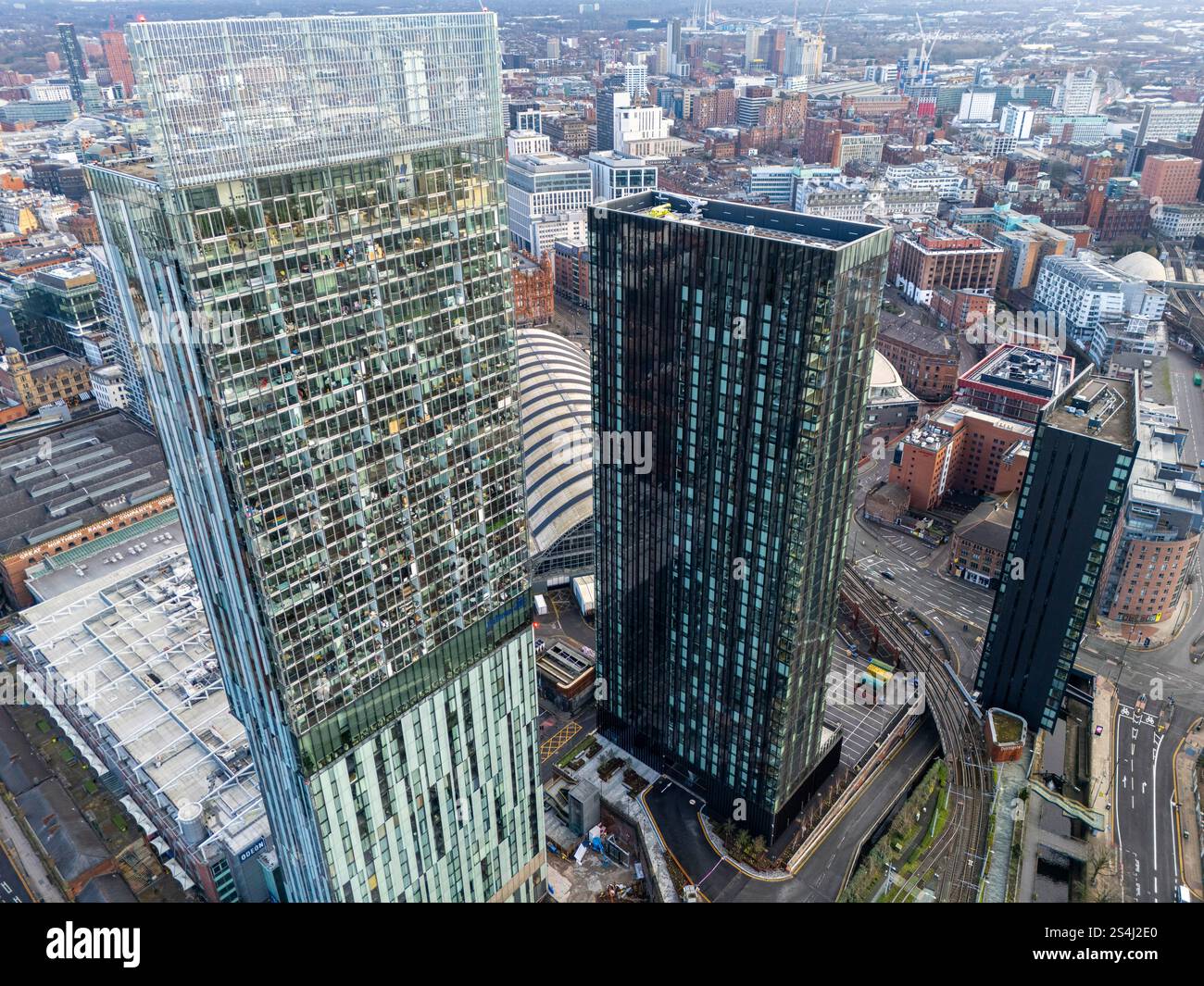 Aerial image of Beetham Tower and Viadux in Manchester UK Stock Photo