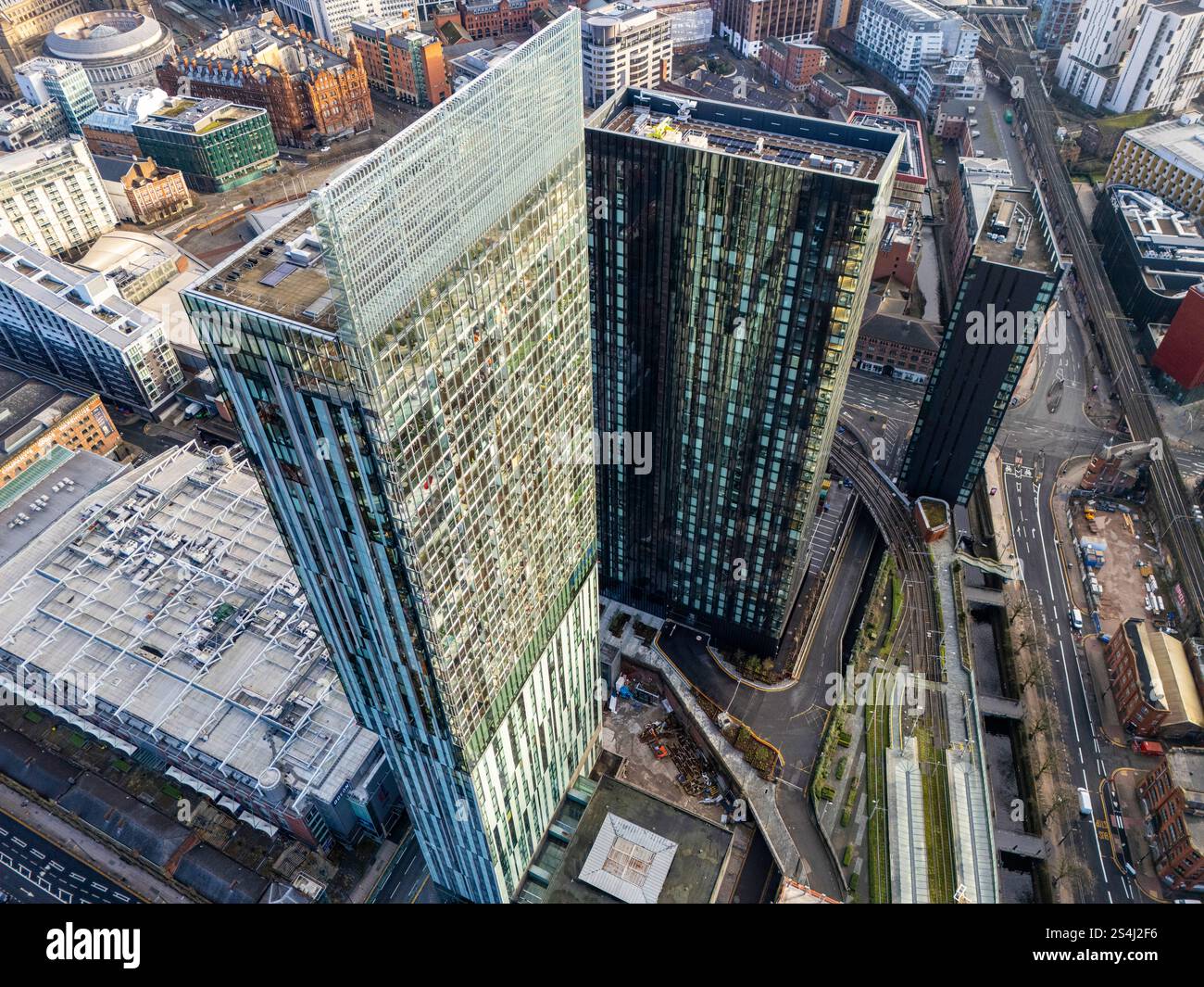 Aerial image of Beetham Tower and Viadux in Manchester UK Stock Photo