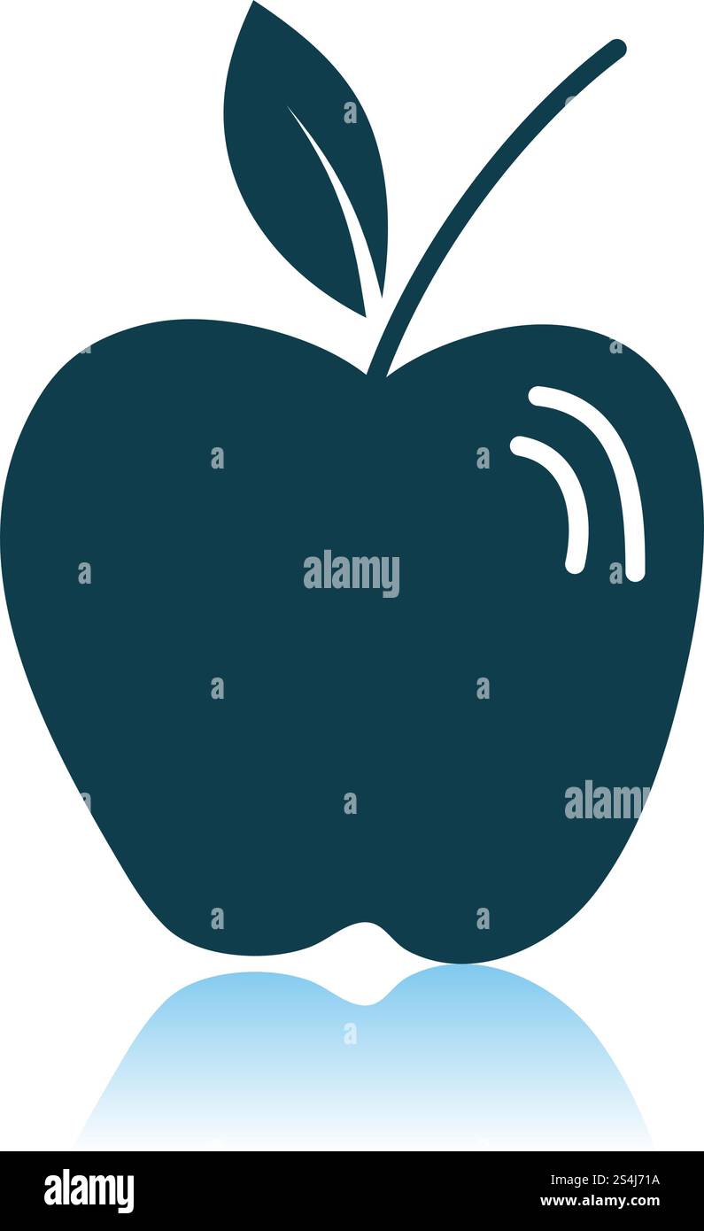 Apple Icon On Gray Background. Shadow Reflection Design. Vector Illustration. Stock Vector