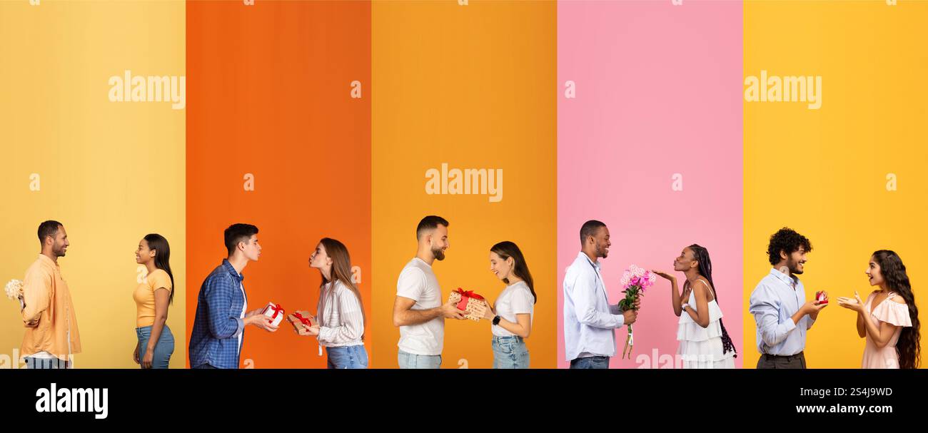 Couples celebrating love in a vibrant collage of joy and affection ...