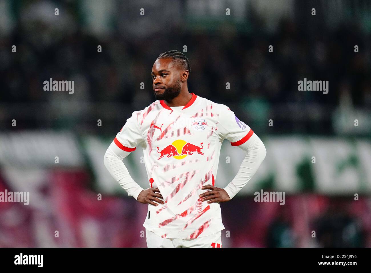 January 12 2025 Ridle Baku of RB Leipzig looks on during a 1