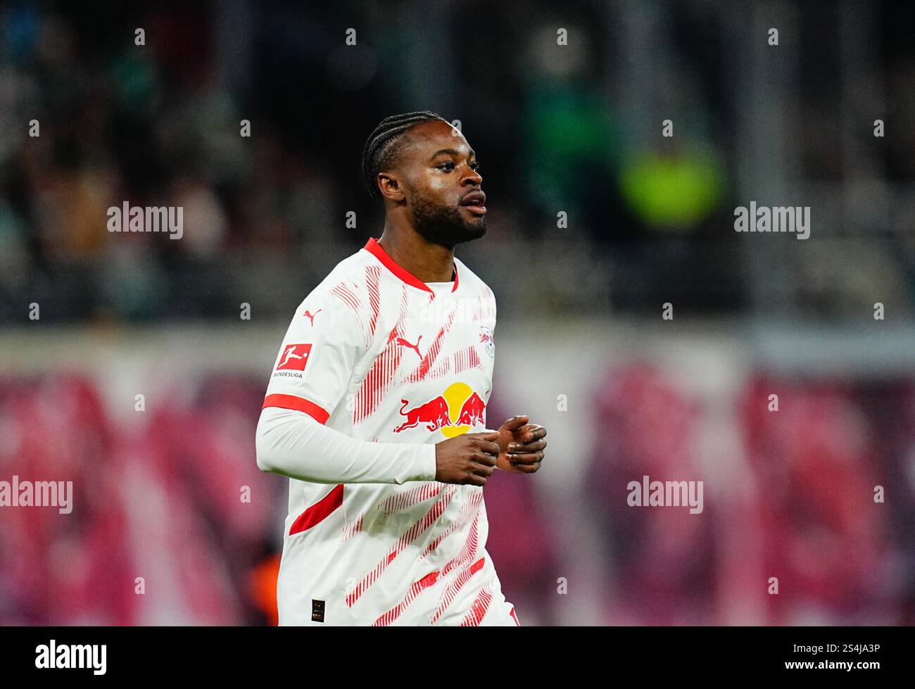 January 12 2025 Ridle Baku of RB Leipzig looks on during a 1