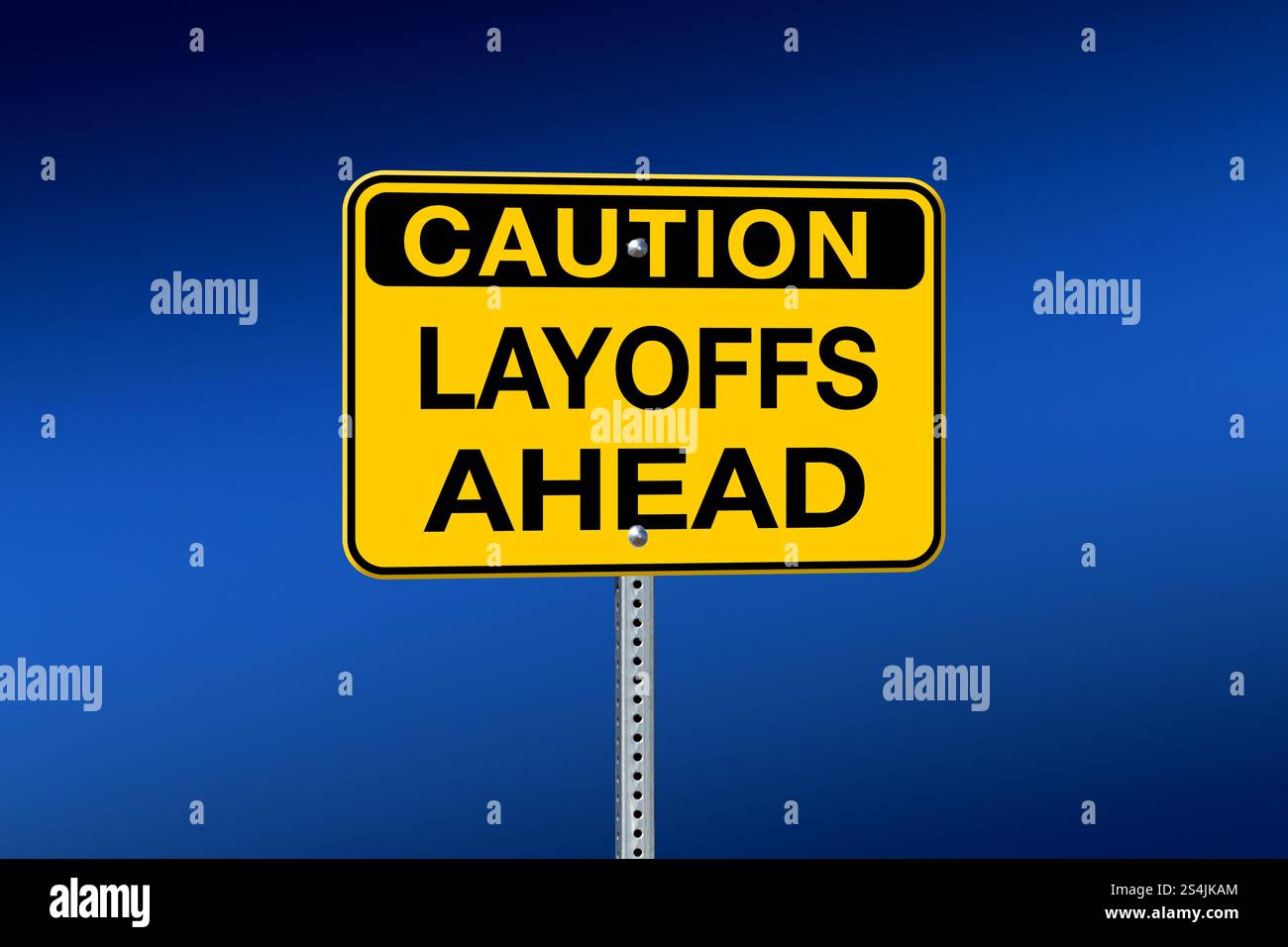Voluntary Layoff Sign Caution Layoffs Ahead sign with a blue background - Illustration Stock ...
